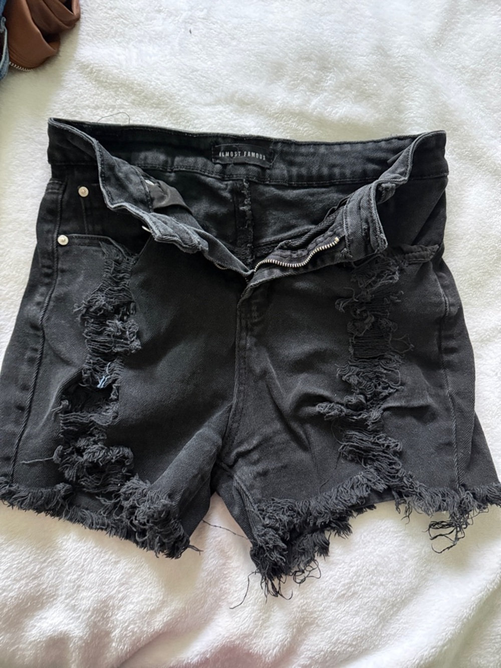 Almost Famous Black Distressed Frayed Denim Shorts
